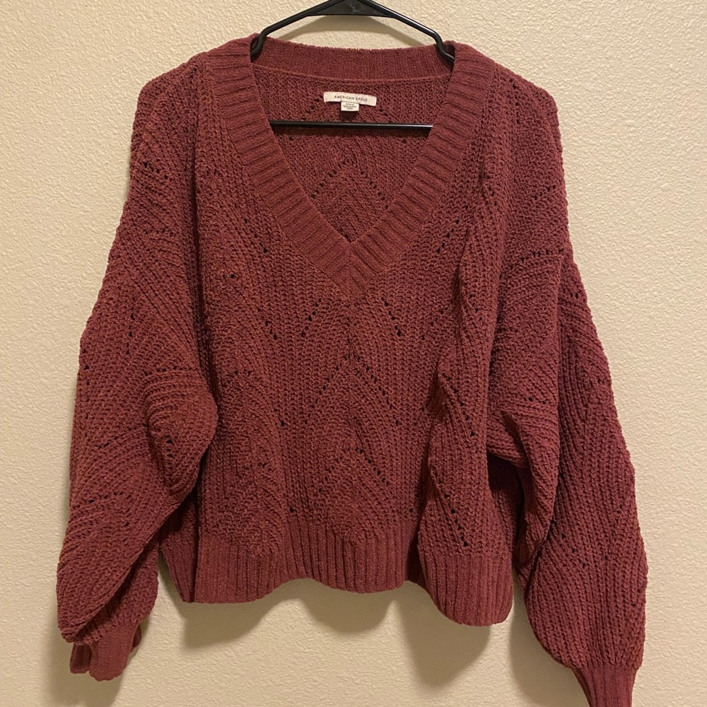 Magenta V neck Sweater